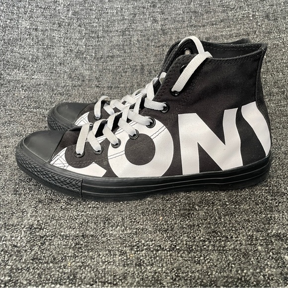 Converse Chuck Taylor All Star Spellout Sneakers Black White Hi Men’s Size 8.5 - Picture 9 of 9